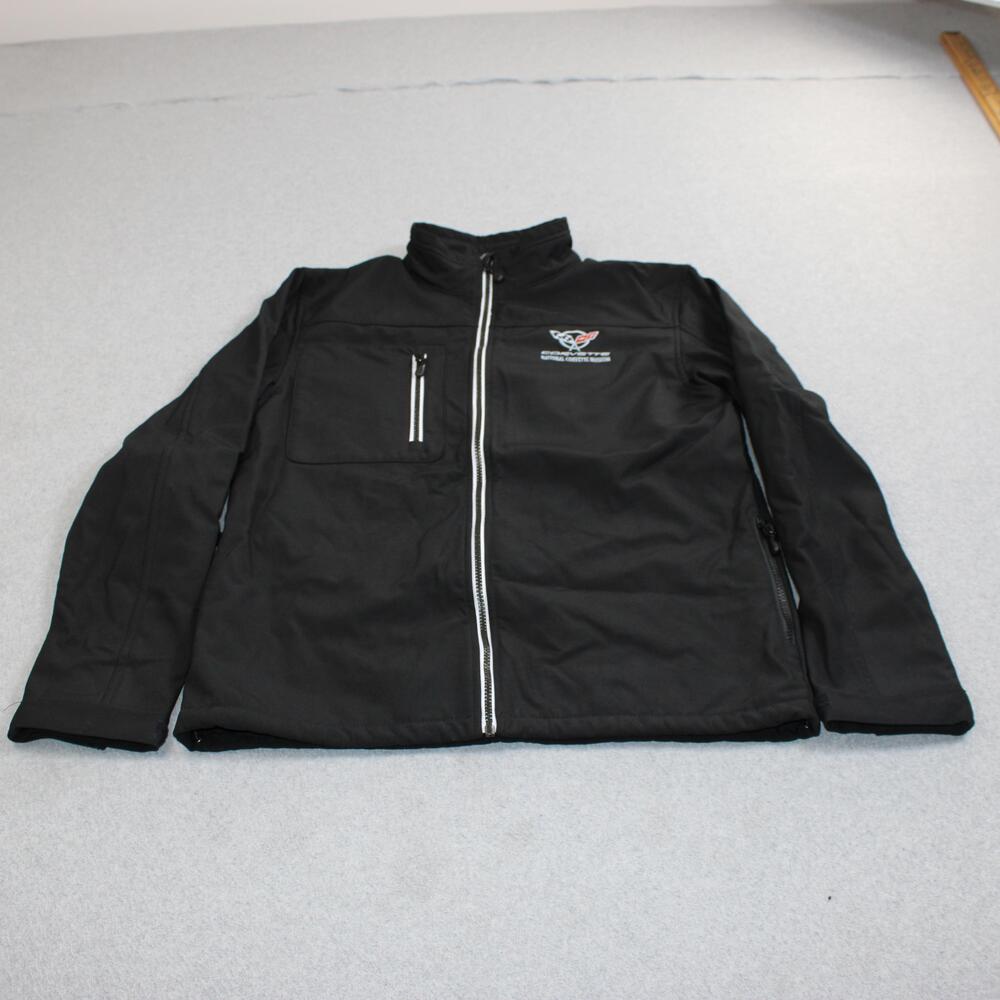 National Corvette Museum Jacket Mens Small Black Softshell Full Zip Racing Cars